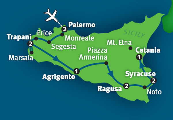 Map of our Sicily tour